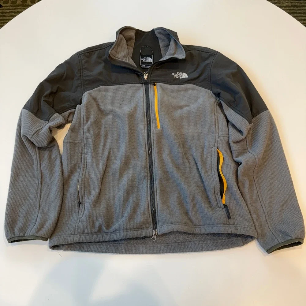 The North Face Denali 2.0 Grey Black Polyester Grid Fleece Jacket Mens Large